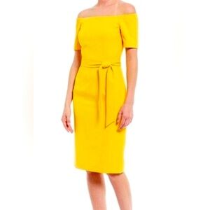 Antonio Melani Yellow off shoulder dress Size 2